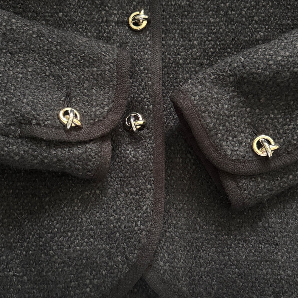 ba&sh Octave Wool Blend Tweed Hooded Blazer Metallic Knot Buttons Size 2 -US 6 - Picture 10 of 16